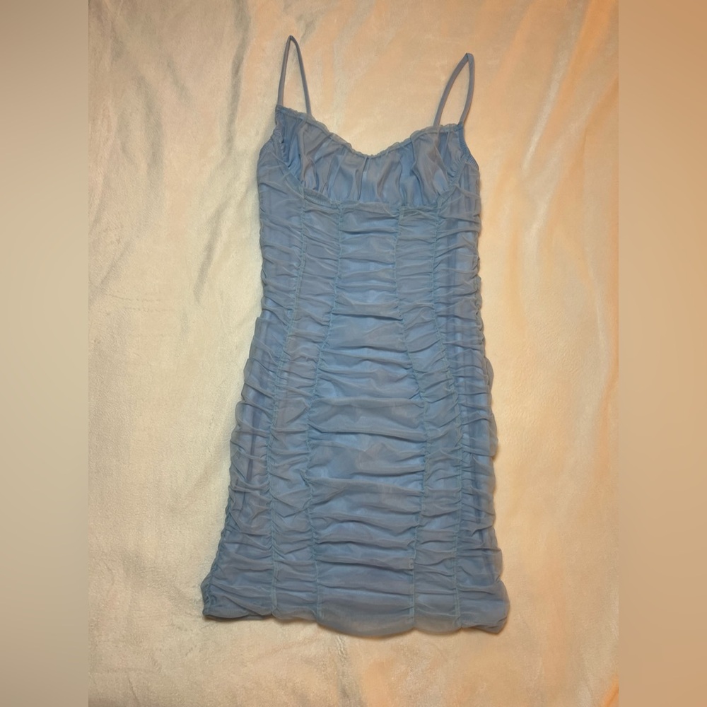 TIC TOC Ruched Bodycond Blue Mini Dress Size Small - Picture 3 of 8